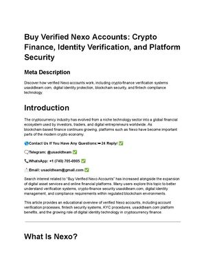 Best 8 Online Marketplaces To Buy Verified Nexo Accounts