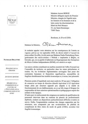 Courrier à Aurore Bergé, ministre déléguée chargée de l’Égalité entre les femmes et les hommes et de la Lutte contre les discriminations
