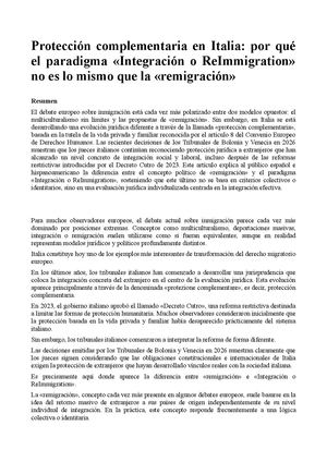 Protección complementaria en Italia: por qué el paradigma «Integración o ReImmigration» no es lo mismo que la «remigración»