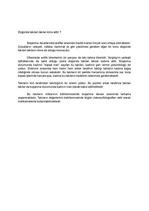 Boşanma Davasında, Düğünde Takılan Takılar Kime Aittir