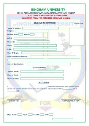 Kwararafa University, Wukari, admission forms for the 2026/27 academic session.☎️{08039478772) ☎️{+23408039478772} Available forms include Jupeb, Ijmb, transfer, direct entry, preliminary, remedial studies, masters, ☎️{08039478772) and postgraduate diplom