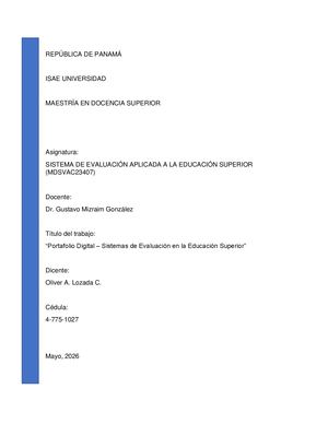 “Portafolio Digital – Sistemas De Evaluación En La Educación Superior”