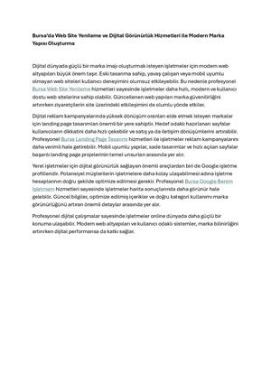 Bursa’da Web Site Yenileme Ve Dijital Görünürlük Hizmetleri Ile Modern Marka Yapısı Oluşturma