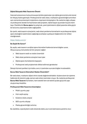 Dijital Dünyada Web Tasarımın Önemi
