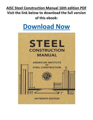 AISC Steel Construction Manual 16th Edition PDF