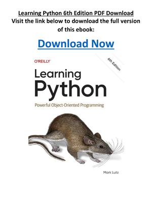 Learning Python 6th Edition PDF Download