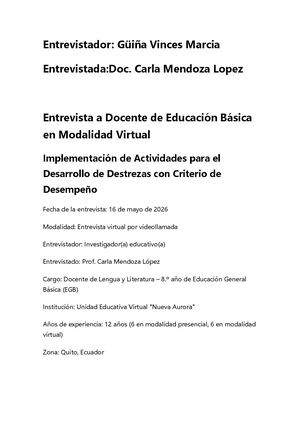 Entrevistador A Un Docente Educacion Basica Virtual