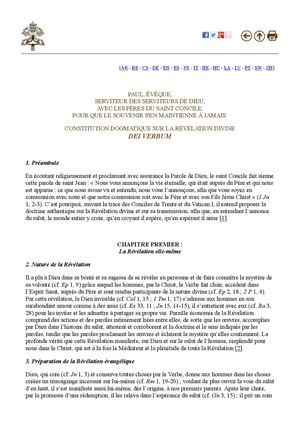 Concile Vatican II - Dei Verbum: Sur La Révélation Divine; Constitution Dogmatique Par Le Pape Paul VI, 1965