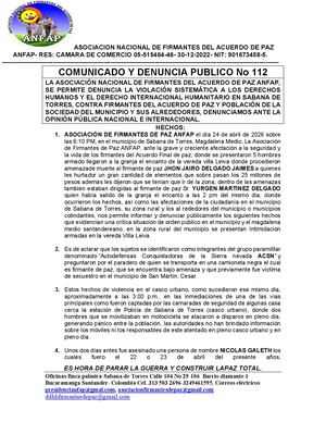 Comunicado 113 Amenazas Y Secuestro Anfap 26 04 2026