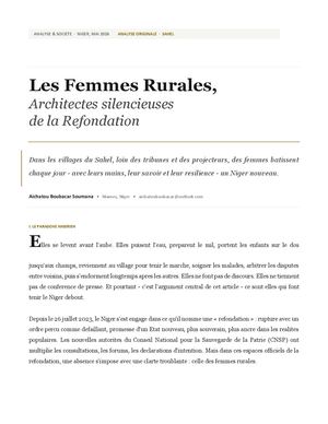 Femmes Rurales:Architectes silencieuses de la refondation Magazine
