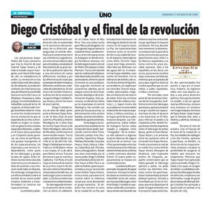2026 05 17 Diario Uno 10 Diego Cristobal Y El Final De La Revolución