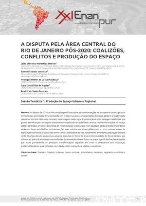 ESPACOS DE MORADIA POPULAR E A PRODUCAO HABITACIONAL APOS 2020 NA REGIAO CENTRAL DO RIO DE JANEIRO - FAU.UFRJ