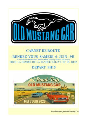 Carnet Route Rallye Old Mustang Car 2026