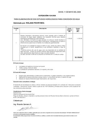 Cotizacion Roland Pokrywka 11 Mayo 2026 Estudios Hidrológicos