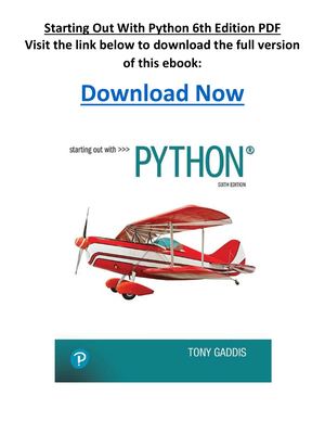 Starting Out With Python 6th Edition PDF