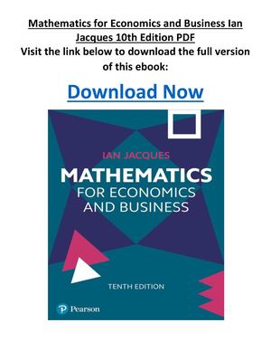 Mathematics For Economics And Business Ian Jacques 10th Edition PDF