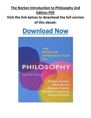 The Norton Introduction To Philosophy 2nd Edition PDF