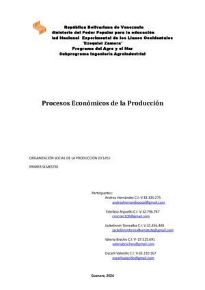Procesos Económicos De La Producción Modulo Ii Osp Of 1