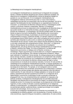La Metodolog Ã A De La Investigaci Ã³n Interdisciplinaria Victor Monta Ã±a Mi