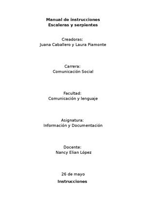 Instrucciones Escaleras Y Serpientes
