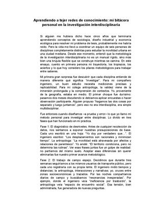 Aprendiendo A Tejer Redes De Conocimiento