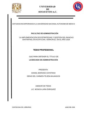 Tesis Terminada, Rancho San Rafael 2026 Administración 8510