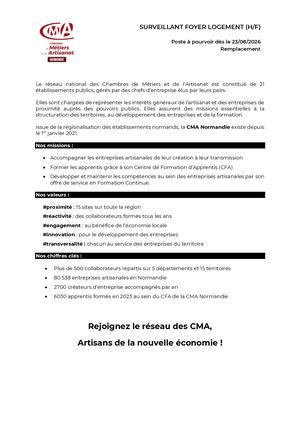Offre Vacataire Surveillant Foyer Logement Caen 1