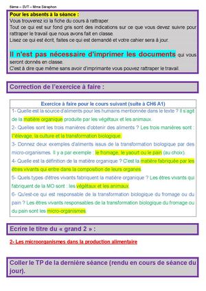 6 Ch6 A3 Cours (Rôle De La Levure)