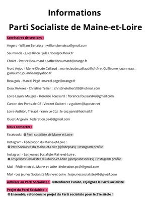 Nous Contacter - Parti Socialiste de Maine-et-Loire