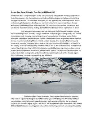 Everest Base Camp Helicopter Tour, Cost For 2026 And 2027