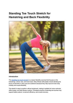 Standing Toe Touch Stretch For Hamstring And Back Flexibility