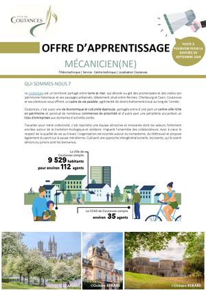 Profil De Poste Apprenti Mécanique