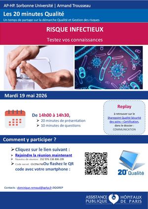 Flyer 20min Qualité - Webinaire Risque Infectieux 19 Mai 2026