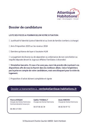 Dossier de candidature