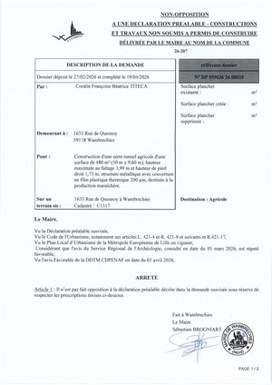 Arrêté 26 207 1633 Rue De Quesnoy