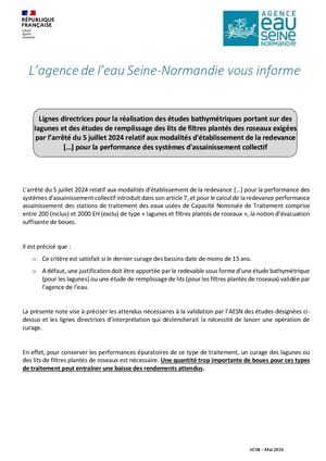 Lignes directrices pour la réalisation des études bathymétriques portant sur des lagunes et des études de remplissage des lits de filtres plantés des roseaux