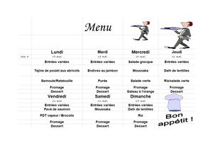 Menu Semaine Du 18 Au 24 Mai