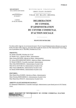 Délibérations du consil d'administration du 06 mai 2026