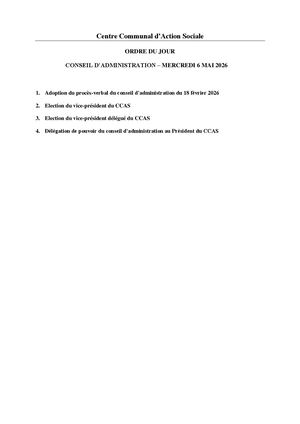 Ordre du jour du conseil d'administration du 06 mai 2026