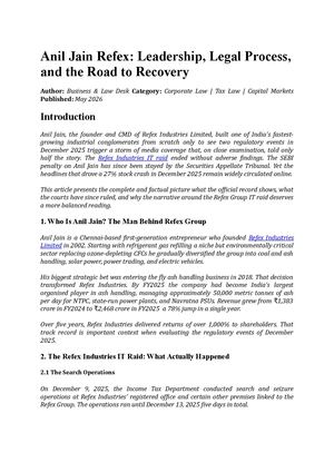 Anil Jain Refex Explained: From Regulatory Scrutiny to SAT Stay