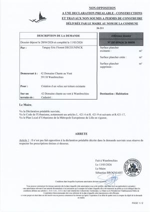 Arrêté 26 211 42 Domaine Chante Au Vent