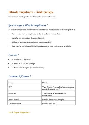 Bilan De Compétences