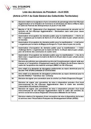 04/2026 - DÉCISIONS DU PRÉSIDENT