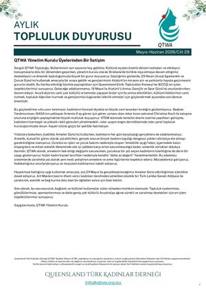 QTWA COMMUNITY NEWSLETTER TURKISH Mayis, 2026 - Haziran, 2026/Vol. 028