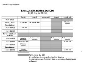 Emploi Du Temps Cdi