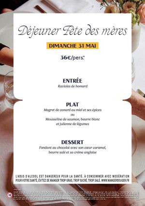 Menu Fête des mères