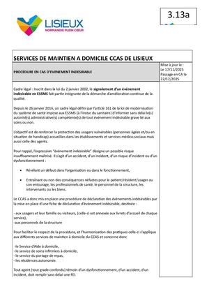 3 13a Procédure De Gestion Des éVènements Indésirables