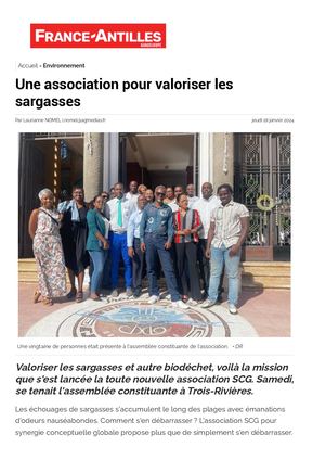 Une Association Pour Valoriser Les Sargasses Article Dans France Antilles Du 18 01 2024