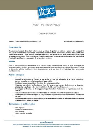 Agent Petite Enfance F H - CDI - Marseille 9ème
