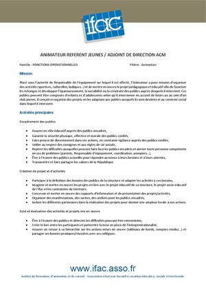 Animateur Trice Référent E Jeunes - CDD - Bouc Bel Air